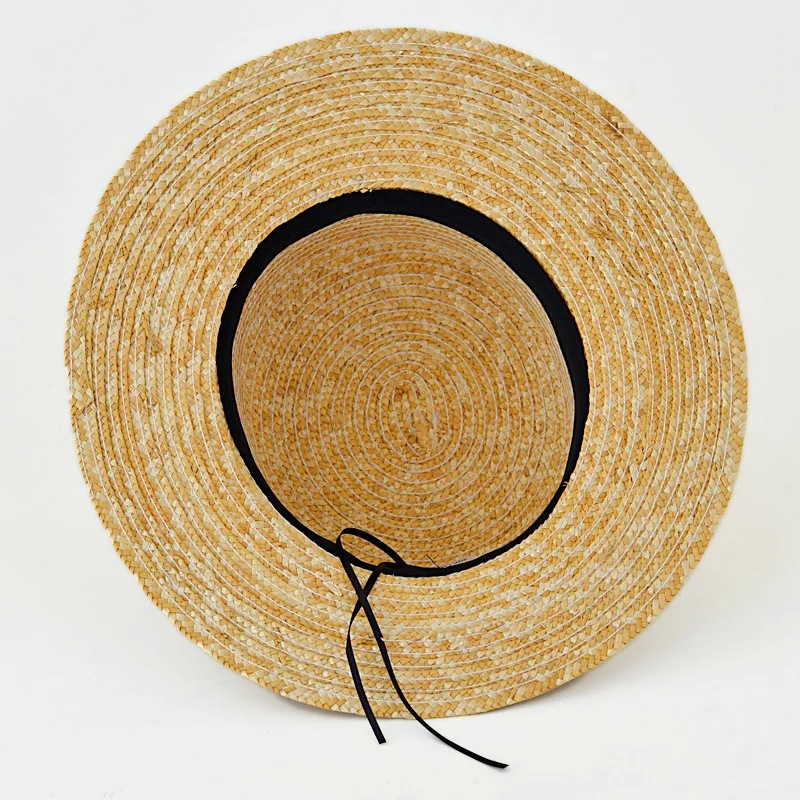 Picture of Summer hand-woven straw hat with large brim 5cm Korean style all-match sunscreen hat breathable flat top hat ins beach sun hat
