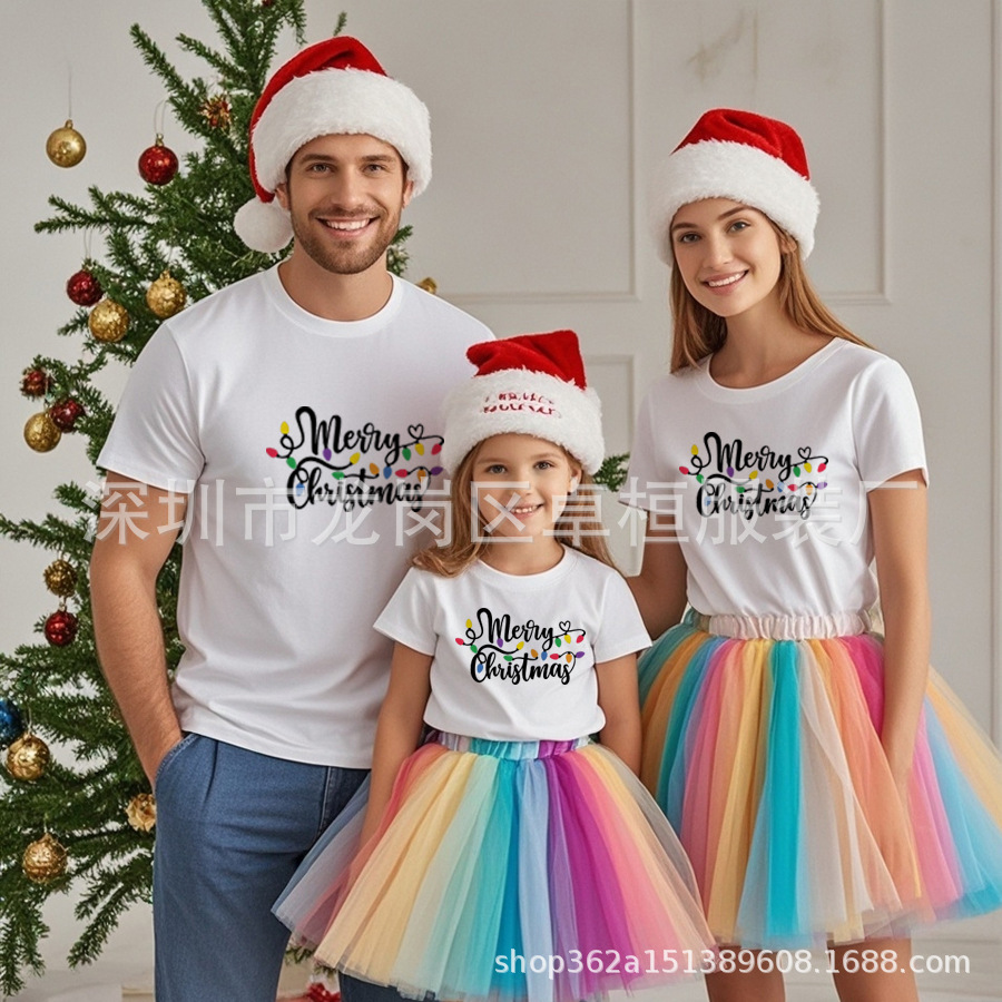 Picture of New fashion parent-child T-shirt cross-border distribution merry christmas2025 pure cotton western style Christmas
