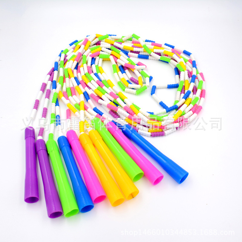 Picture of Single bamboo pattern children primary and secondary school students fancy bead jump rope festival colorful hundred fitness jump rope wholesale