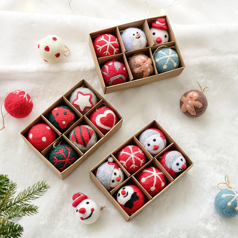 Picture of NUCHI Cross Border Christmas Decoration Wool Felt Snowflake Christmas Tree Decoration Ball Small Pendant Christmas Decoration Hanging Ornament