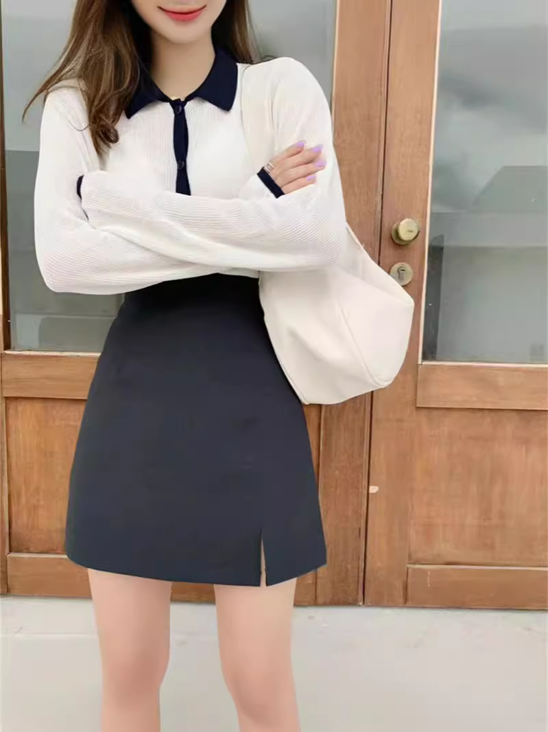 2024 Summer New Fashion Korean Style Split High Waist Hip Skirt Design Sense Slimming All-match A- line Skirt