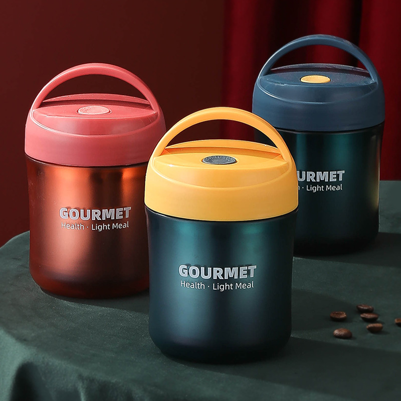 Stainless Steel Insulated Soup Cup Sealed Leak-proof Breakfast Cup Student Office worker Cup Portable Handle Soup Jar