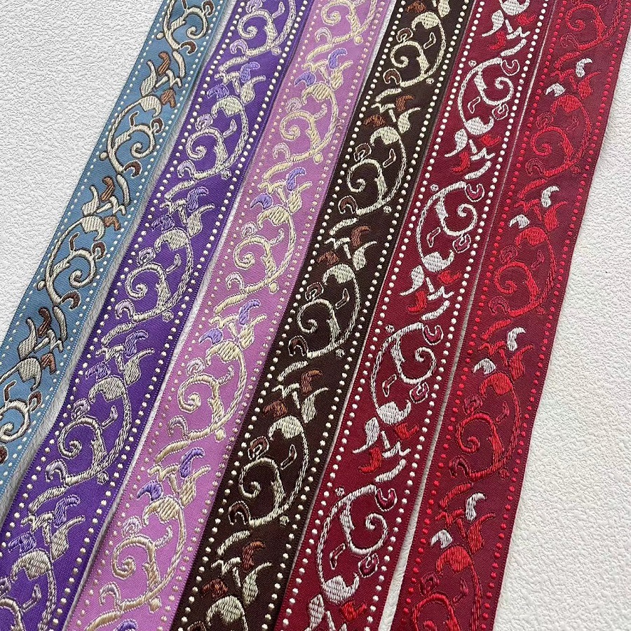 Ethnic Jacquard Ribbon Retro Xiangyun Pattern Clothing Accessories AH-2874 Width 2.9-3.4CM
