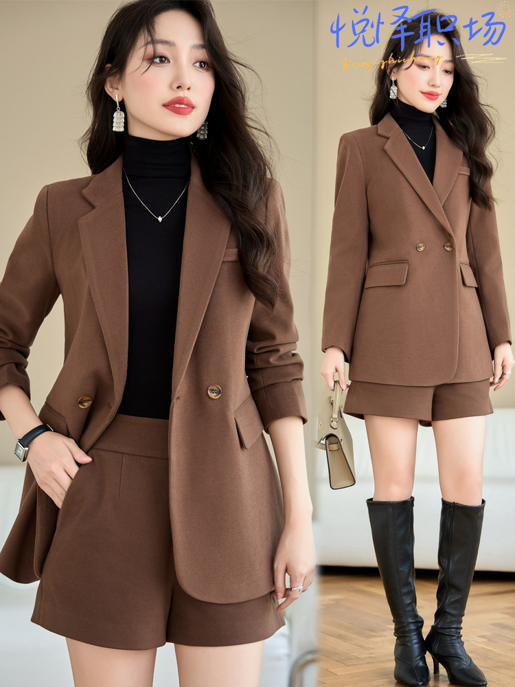 khaki Suit suit Women's Spring and Autumn 2024 New High-end Temperament Jewelry Store Work Clothes Suit Business Wear