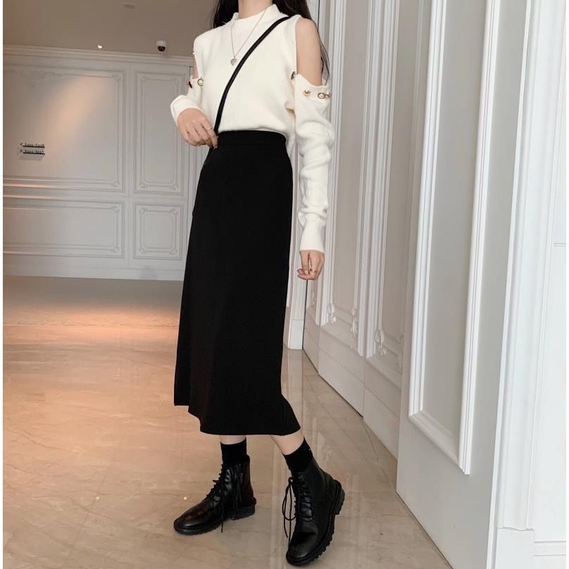 20 chubby girl Skirt Slimming High Waist Hip Skirt New Mid-length Split 22A Skirt plus size Step Autumn