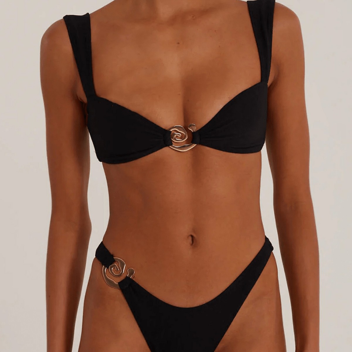 2025 New European and American Cross-border Bikini Solid Color Lace-up Low Waist Sexy Bikini Split Swimsuit Women's Swimwear