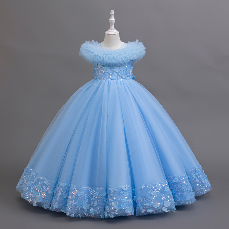 Picture of Cross-border Foreign Trade Girls' Dress Elegant Evening Dress Long Fluffy Skirt Children's catwalk Piano Playing Fluffy Skirt