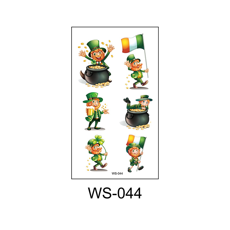 Picture of Cross-border Source Waterproof Sweat Green Hat Clover Face Irish Day Sticker St Patrick's Day Tattoo Sticker