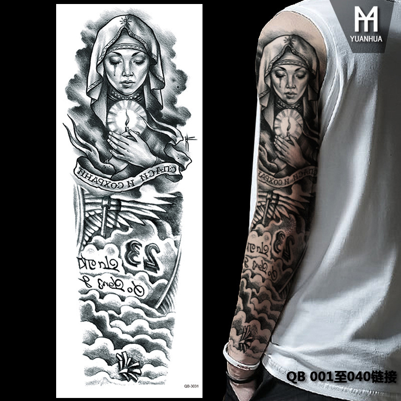 Picture of Large Flower Arm Tattoo Sticker Full Arm Waterproof Tattoo Temporary 400 Optional Full Arm Tattoo Sticker