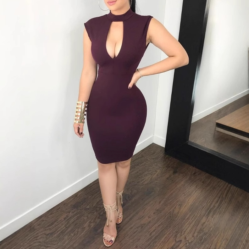 Picture of in stock explosions Amazon Europe and the United States new dress hollow backless slim sexy lace stitching dress nightclub