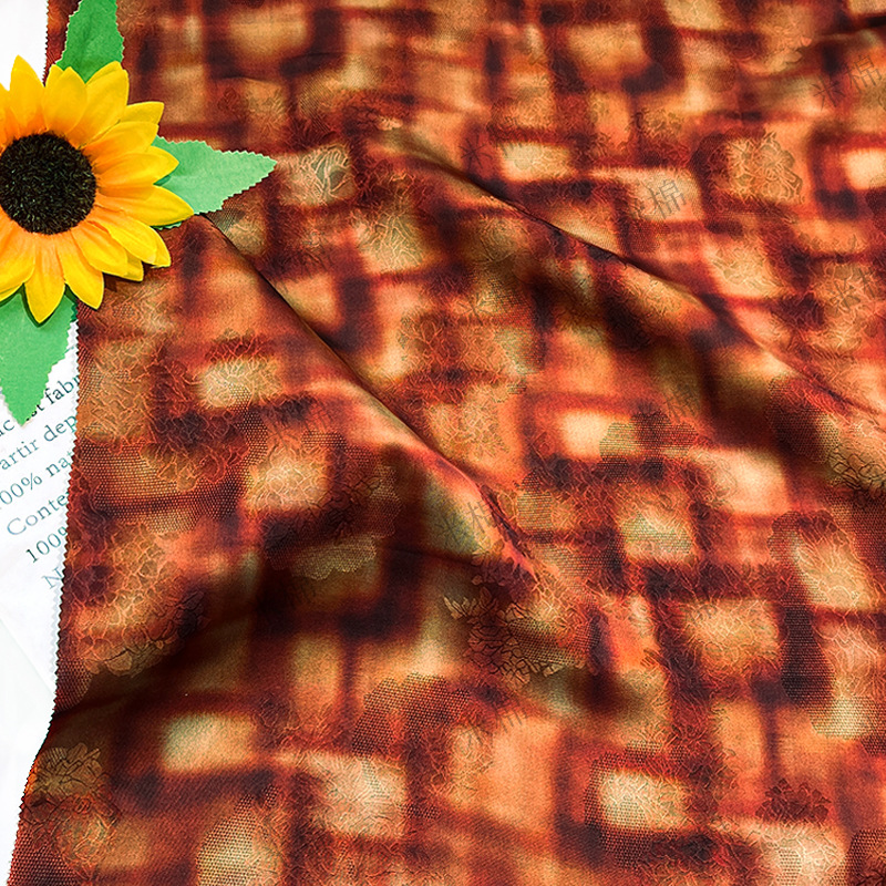 Checkered silk jacquard fragrant cloud yarn fabric new Chinese style shirt vest cheongsam handmade fabric