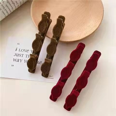 Picture of Flocking Hair Clip Women's Front Head Bangs Clip Side Clip Short Hair Transition Artifact Broken Hair Clip Duckbill Clip Headdress