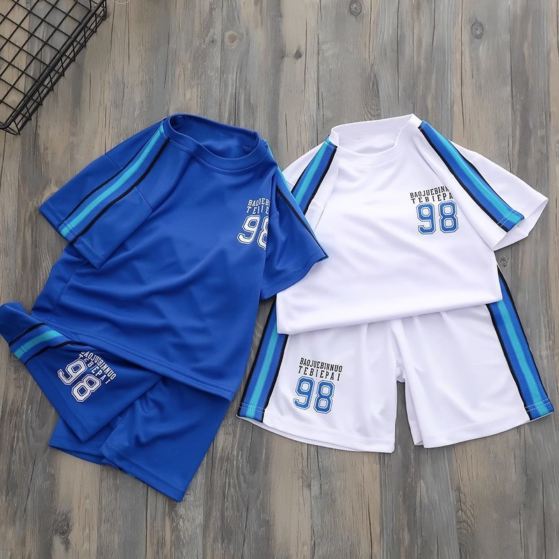 Picture of Children's Short-sleeved T-shirt Suit Summer Women's Men's Baby Class Clothes Casual Trendy Quick-drying Sportswear Training Clothes Football Clothes