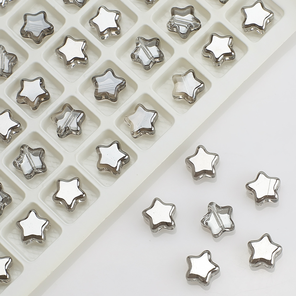 Picture of Five-Pointed Star Accessories 8mm Glass Beads Crystal Pendant DIY Hair Accessories Necklace Earrings Bracelet Beading Material Accessories