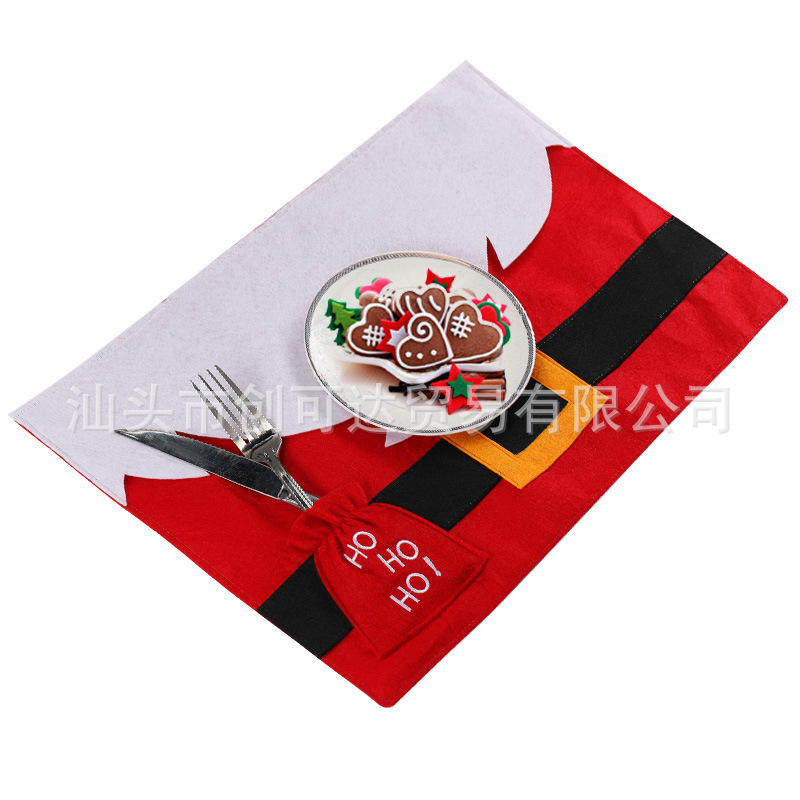 Chuangkeda New Cross-border Christmas Supplies Flannel Santa Claus Placemats Party Arrangement Christmas Household Supplies