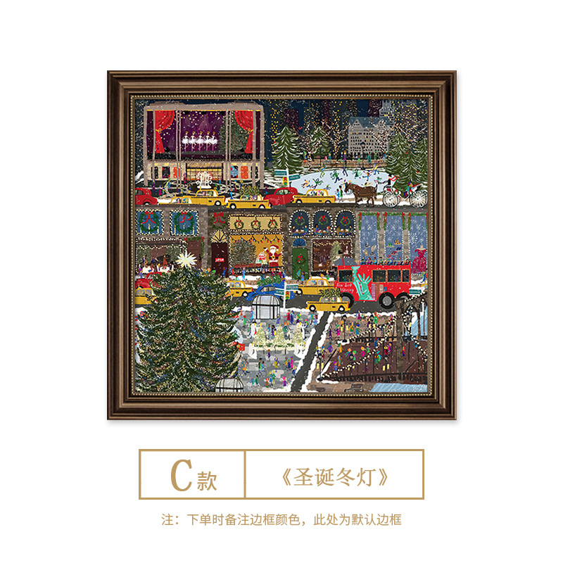 Picture of Winter Lights Hanging Painting Christmas Decorative Painting American Entrance Entrance Auschle Murals Bedroom Painting Restaurant High-level Oil Painting