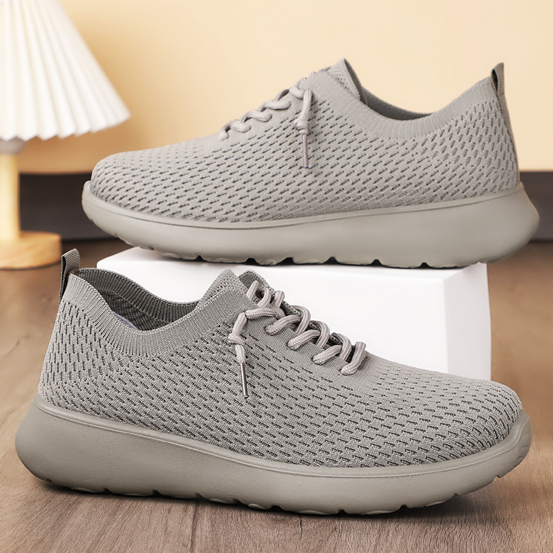 Shoes Men's Shoes Couple Style Polyurethane Casual Shoes Shallow Mouth Breathable Mesh Shoes Soft Sole Plaid Men's Shoes Lace-Up Shoes
