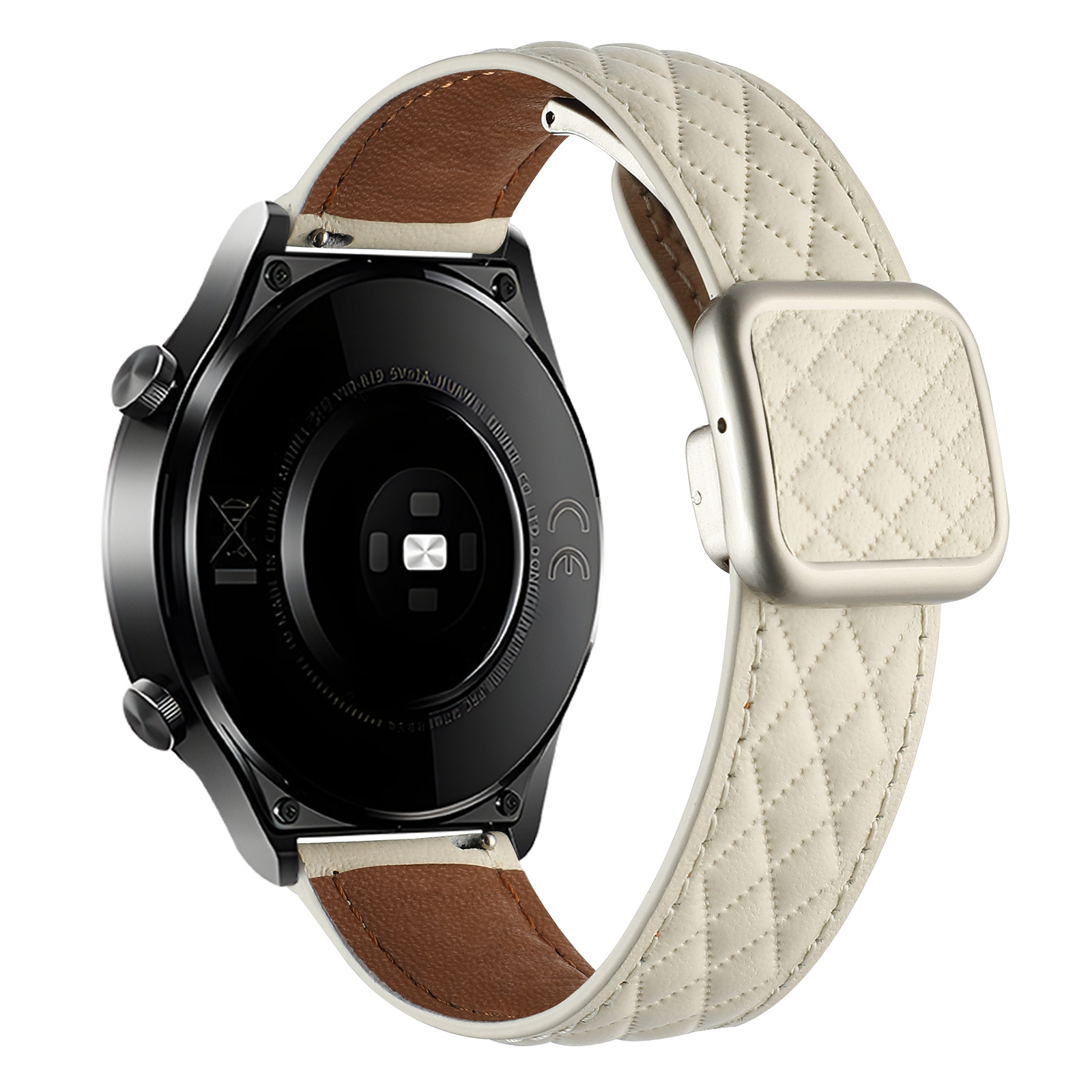 Picture of Suitable for Huawei Gt5 Samsung Watch Xiaomi S4 Genuine Leather Quilted Pattern Double-Sided Leather Magnetic Square Buckle Watch Strap Gt6