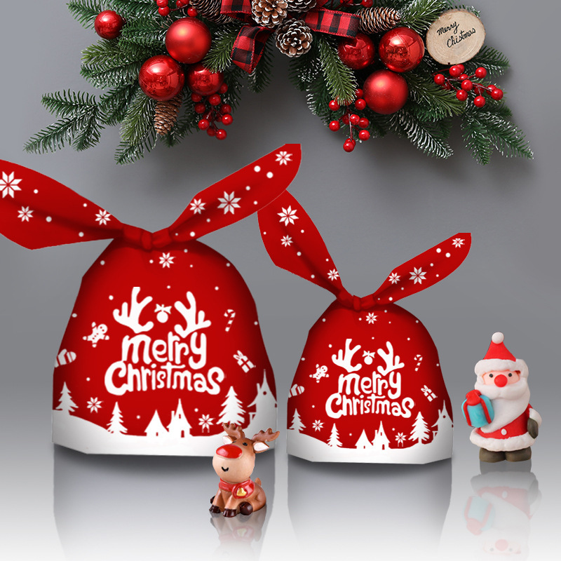 in stock Christmas Rabbit Ears Snowflake Crisp Nougat Packaging Bag Christmas Candy Gift Creative Printed Plastic Bag