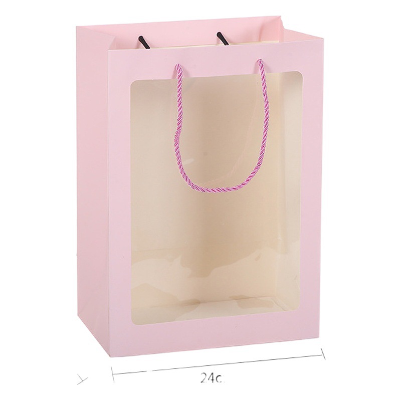 Window Transparent Flower Handbag Mother's Day Gift Bag Flower Shop Holiday 520 Gift Souvenir Bouquet Bag