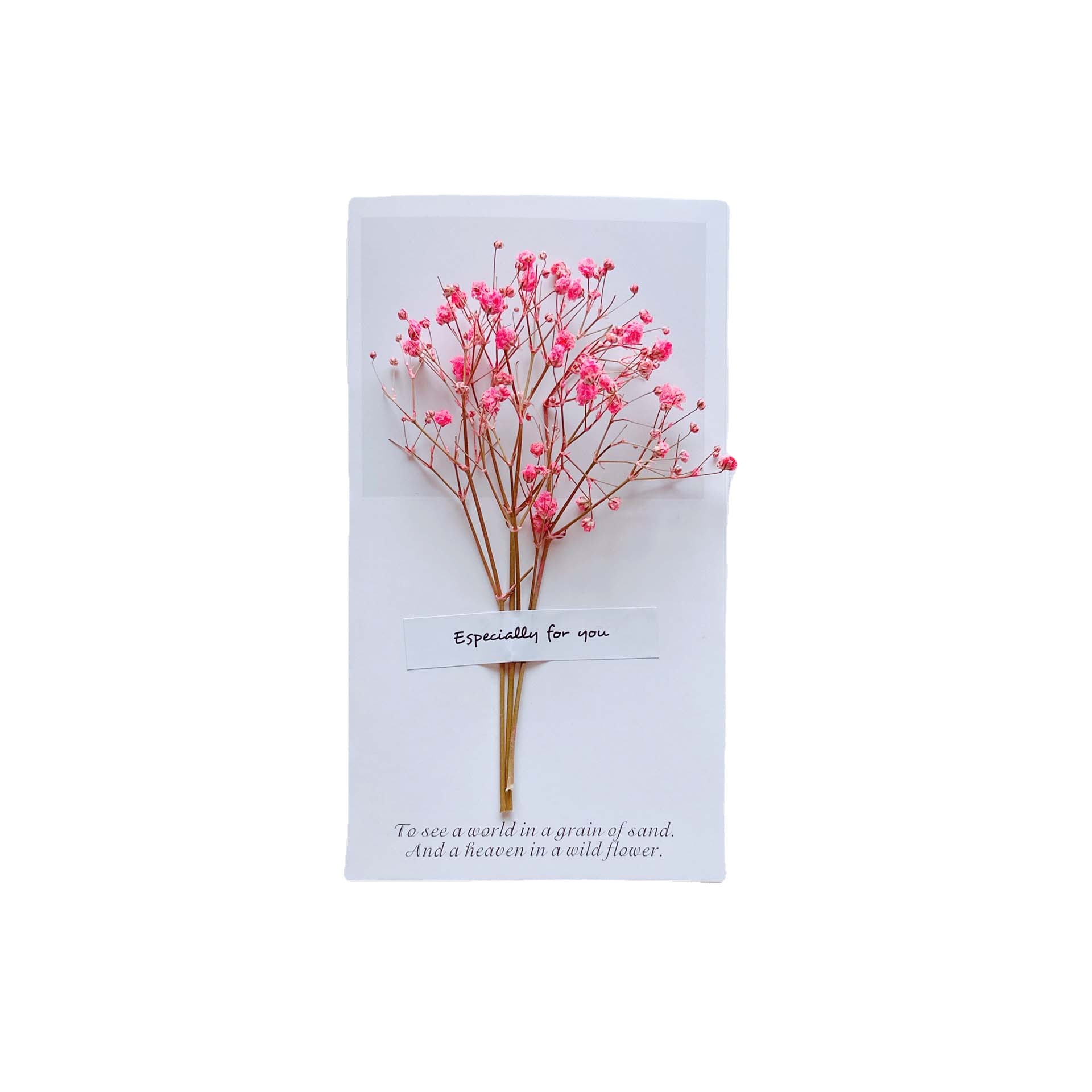 Picture of Gypsophila Dried Flower Greeting Card Birthday Greeting Card Creative Handmade Card Mid-Autumn Festival Handwritten Creative Universal Greeting Card