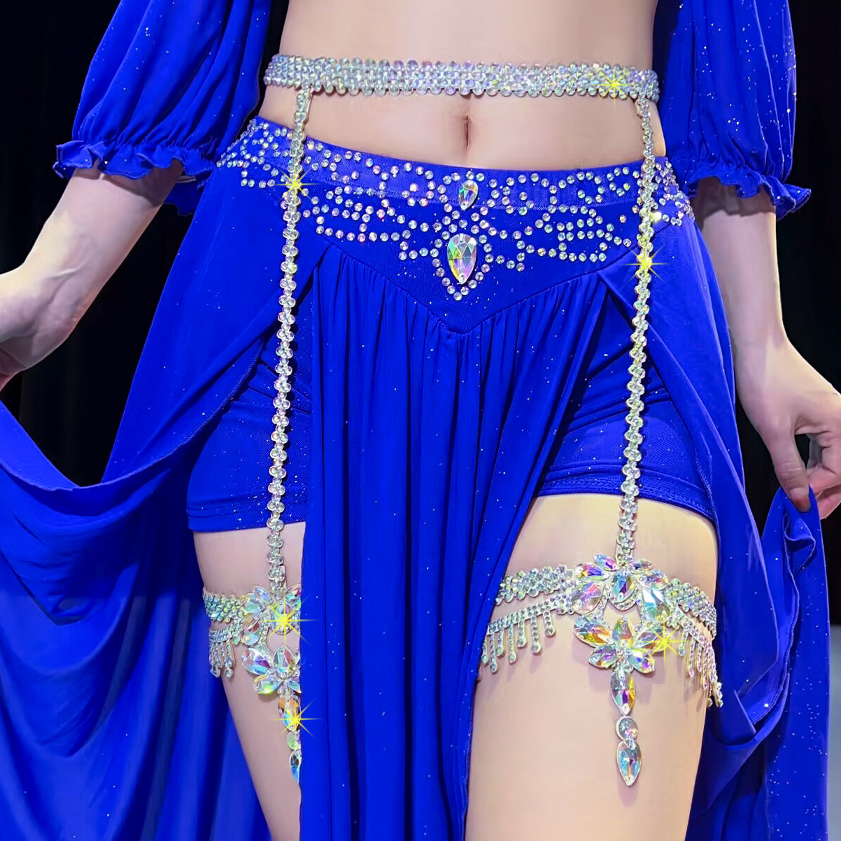 Dancer Belly Dance Leg Chain Handmade Hot Drilling Performance Leg Ornament Oriental Dance suit Necklace Accessories TL006