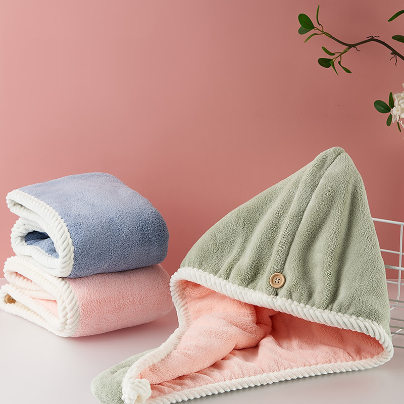 Thickened double-layer hair drying cap women's wholesale quick-drying coral fleece shower cap without hair loss headband hair drying towel