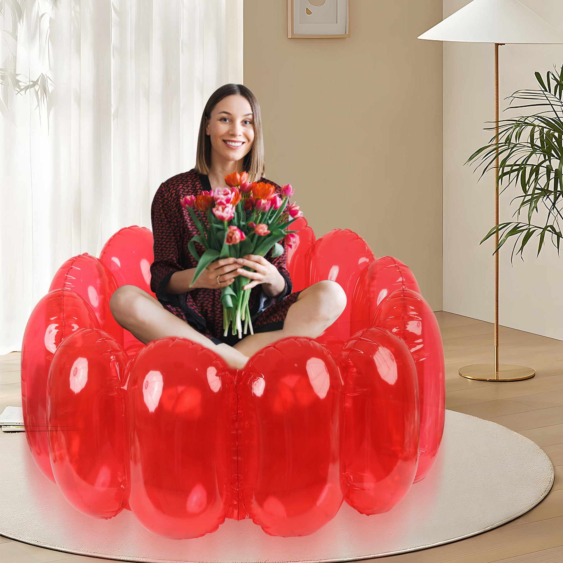 Oversized inflatable sofa chair inflatable strawberry fudge transparent sofa seat multicolor outdoor courtyard leisure home chair