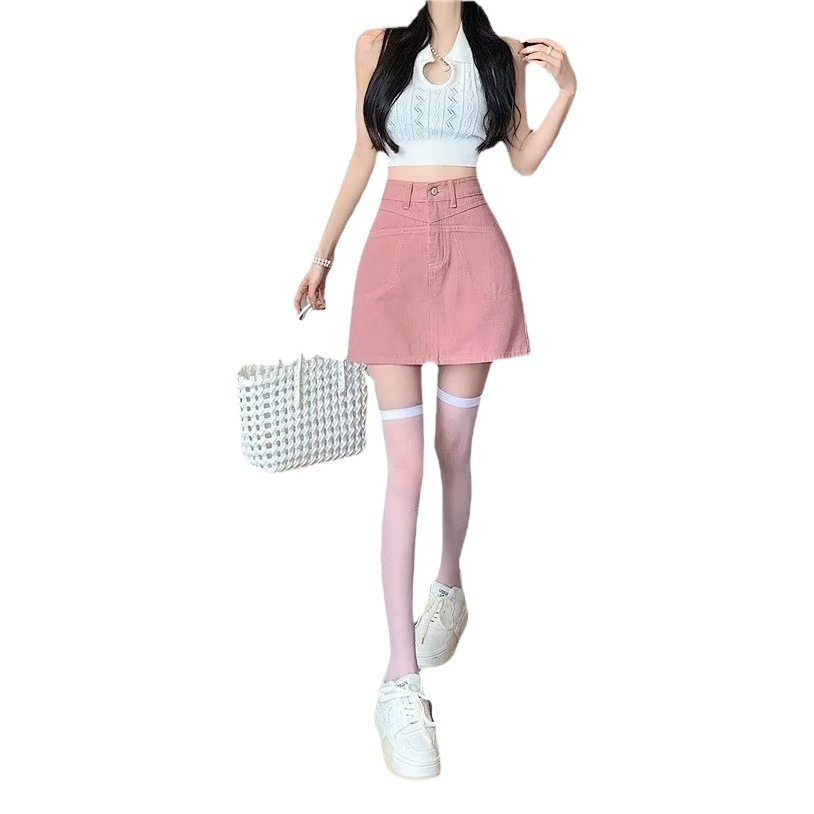 Niche High Waist Hip Denim Skirt Women's Summer 2023 New Style Small Age-reducing Slim A- line Short Skirt
