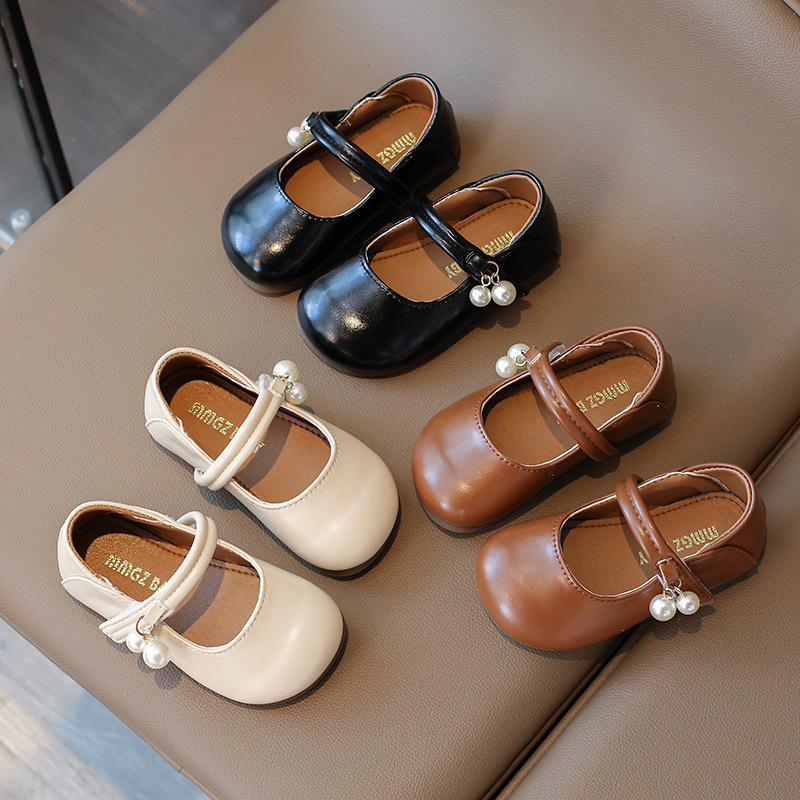 Girls' Small Leather Shoes 2025 Spring and Autum New Kidsren's Soft-Soled Princess Shoes Baby Girl Fashion Pearl Shoes