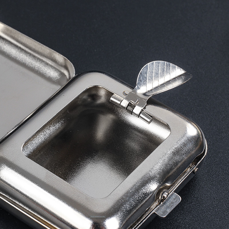 Picture of Mini Metal Ashtray Portable Small Ashtray Outdoor Portable Flap Pocket Pants Ashtray Creative Car Smoking Accessories