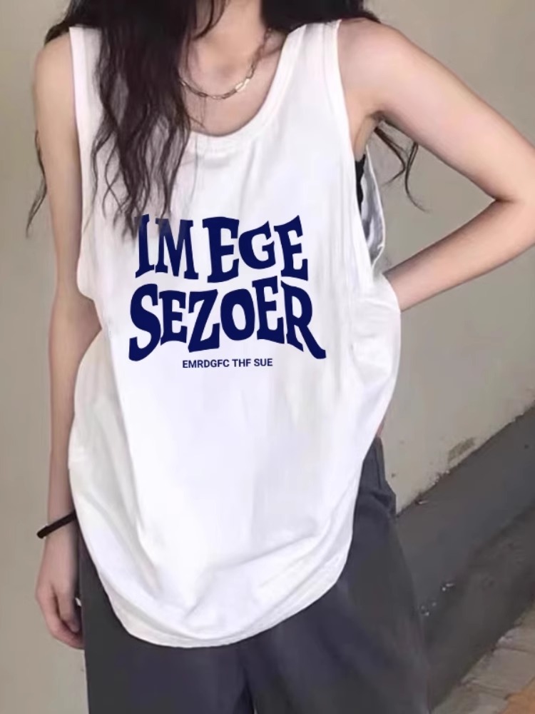 White Sleeveless Vest Women's Summer New Loose Slim T-Shirt American Sweet Hot Top Design Niche Ins Trendy