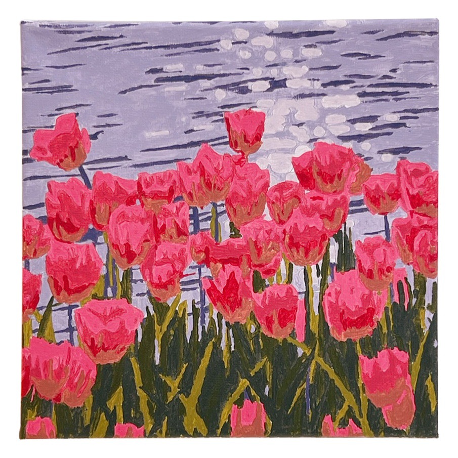 Digital Oil Painting DIY Filled Oil Painting Simple Hand-Painted Acrylic Painting Decompression Bedroom Decoration Painting Tulip