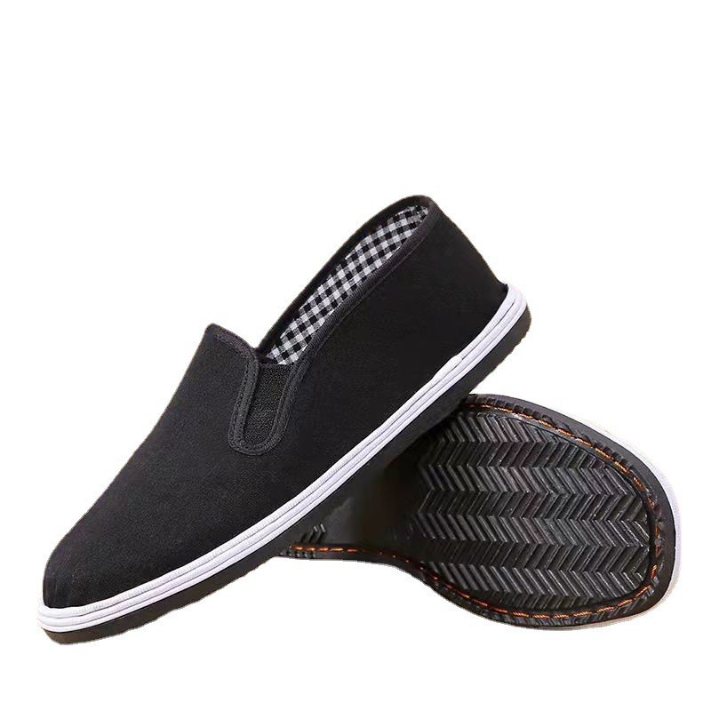 Picture of Factory Shu flat bottom imitation tire bottom old Beijing cloth shoes lasagna canvas shoes traditional handmade online black cloth shoes
