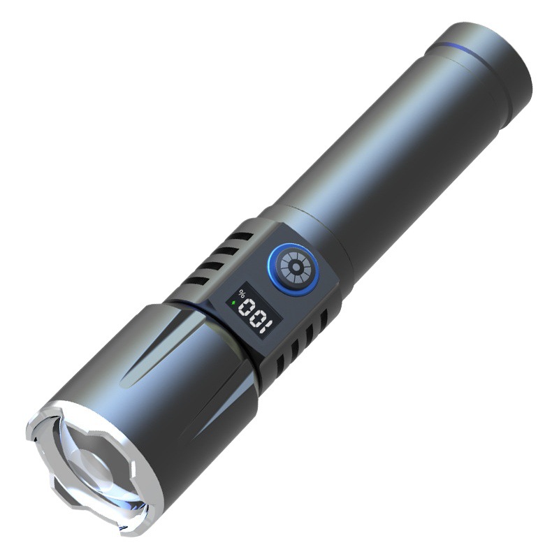 Cross-border White laser long-range flashlight LCD digital display strong light outdoor charging super bright tactical zoom magnet