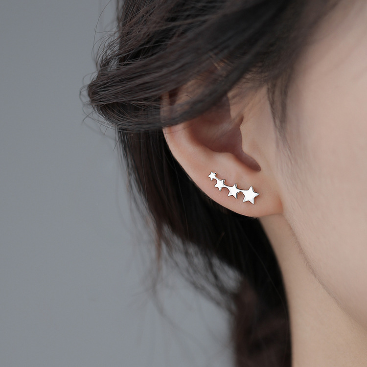 South Korea elegant retro gradient star stud earrings punk girl cold style earrings ear clip small exquisite earrings