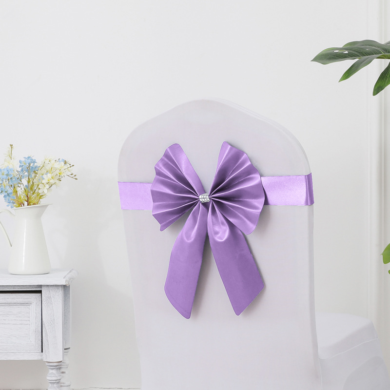 Picture of Chair Back Flower Bow Stretch Free Wedding Wedding Banquet Hotel Hotel Chair Cover Decoration Diswashable Ribbon Ribbon