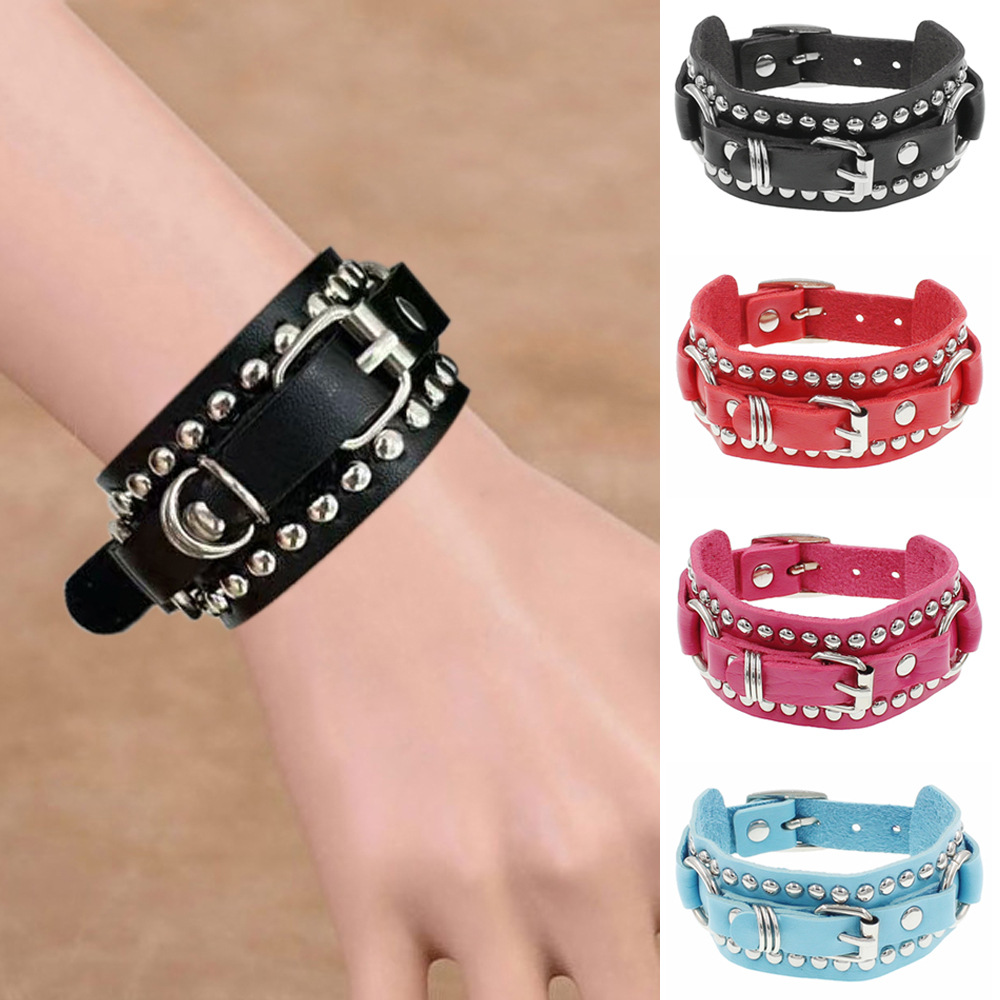 European and American punk style trend rivet leather bracelet personalized fashion rock couple bracelet jewelry