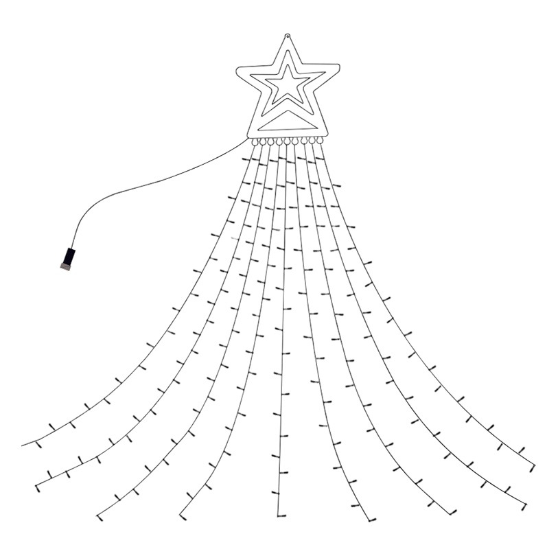 2023 new LED five-pointed star waterfall light running water light Christmas outdoor courtyard decorative light Solar