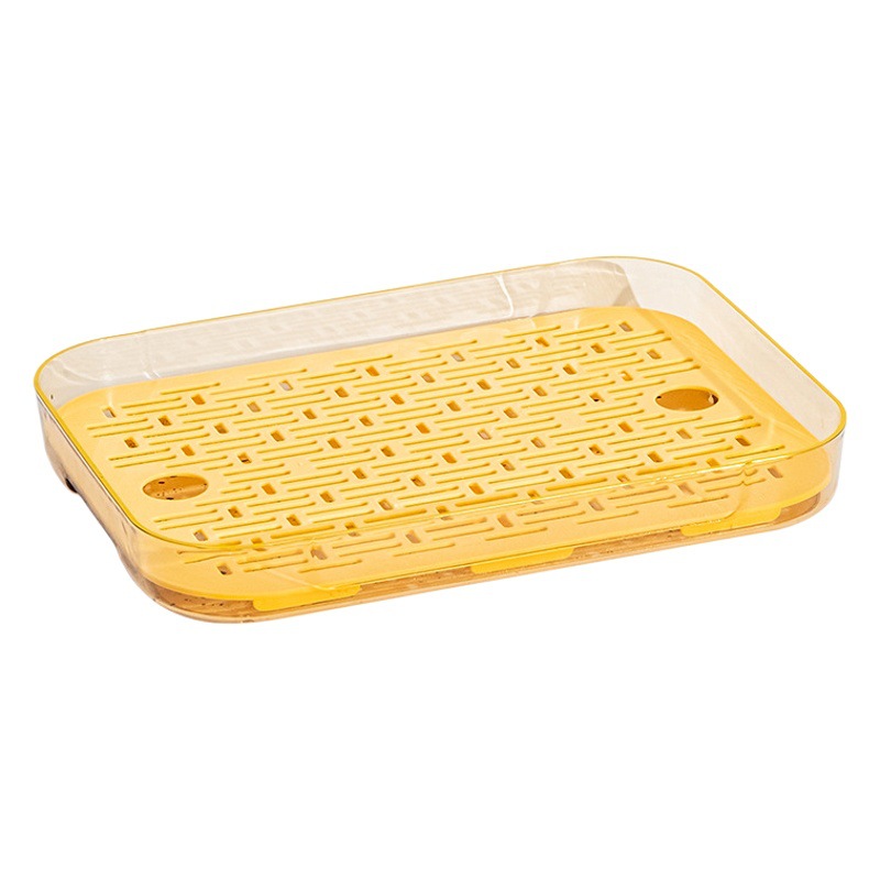 Light Luxury Transparent Drain Plate Household Double-Layer Cup Tray Kitchen Plastic Drain Bowl Rack Living Room Rectangular Tea Plate