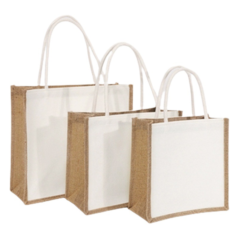 Manufacturer Wholesale Satchel Linen Bag Linen Bag Large Capacity Advertising Cotton and Linen Bag Gift Shopping Bag Customization