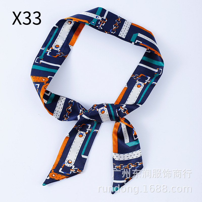 Picture of Silk Scarf Wholesale Long Beveled Small Silk Scarf Double-layer All-match Hair Belt Ribbon Decoration Tie Bag Hand Gift Box Silk Scarf