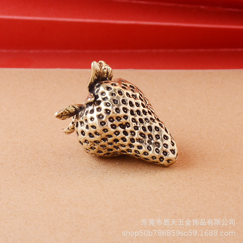 Picture of Pure Brass distressed strawberry decoration creative home office desktop strawberry decoration brass crafts stall wholesale