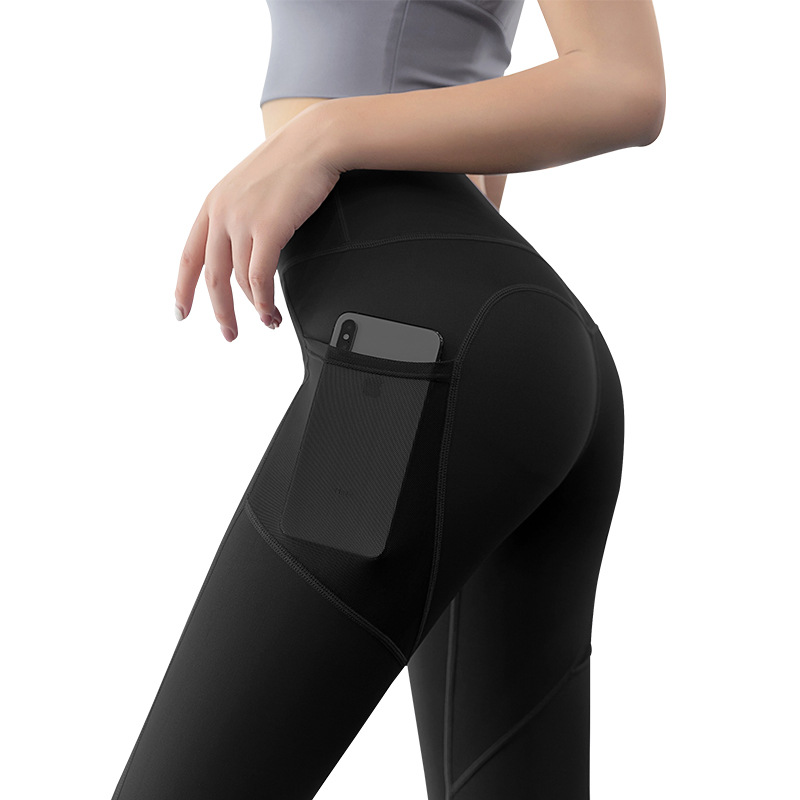 Picture of Yoga Pants Women's High Waist Hip-lifting Mesh Side Pocket Stretch Sports Tight Pants Running Yoga Clothes Fitness Pants