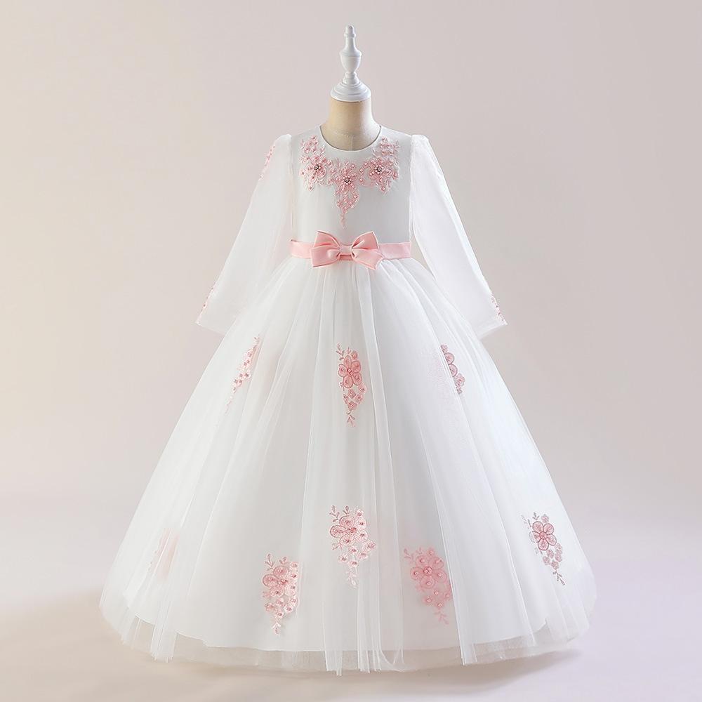 2025 Children's Princess Dress Wedding Dress Big Children's Performance dress Puffy Yarn Long Dress Girls Flower Girl Dress
