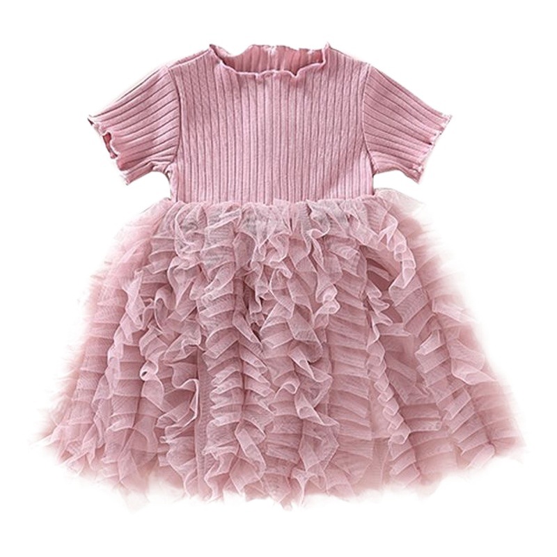 2025 summer new children's clothing girls baby dress princess yarn skirt western style puffy stitching cake skirt summer