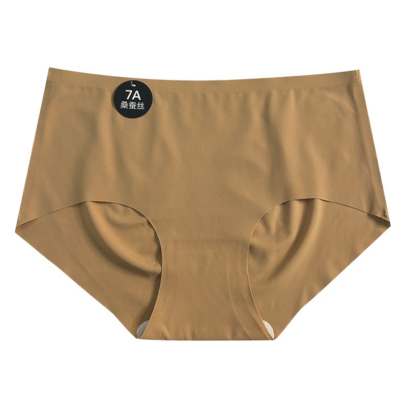 7A Mulberry Silk Bottom Traceless Antibacterial Underwear Women's Morandi Color Peach Hip Mask Underwear Mid-Waist Three-Pants