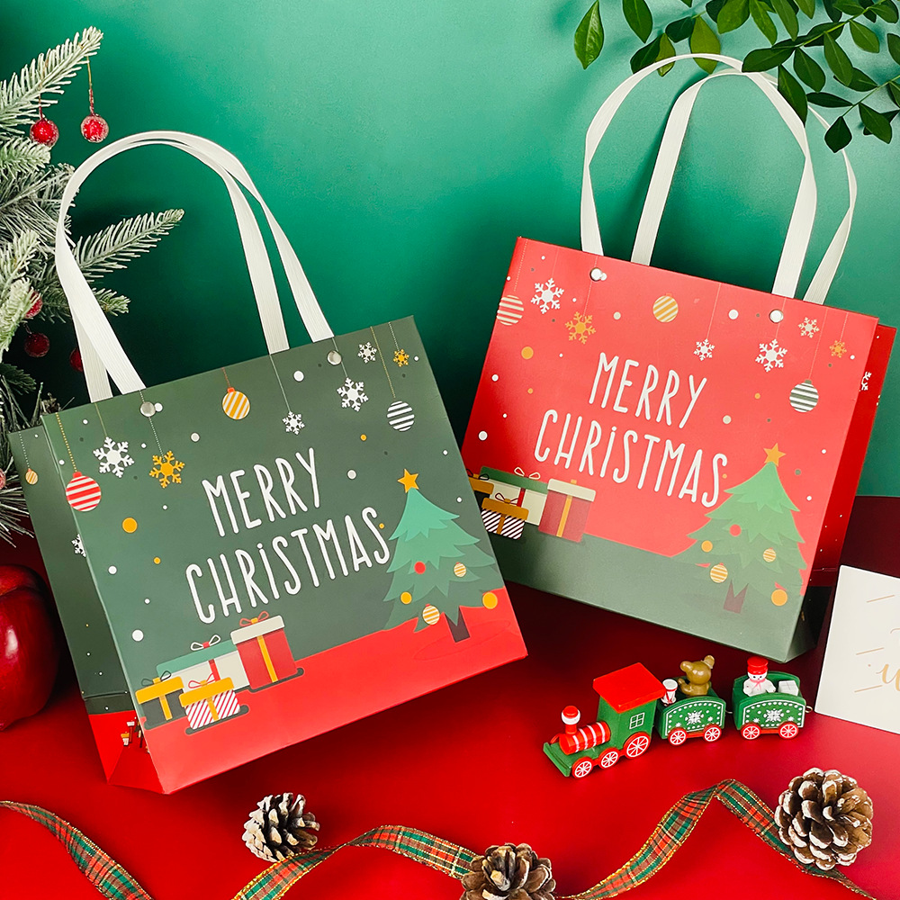 Christmas Eve Gift Packaging Bag Christmas Gift Paper Bag Candy Apple Handbag Creative Large Capacity Christmas Bag
