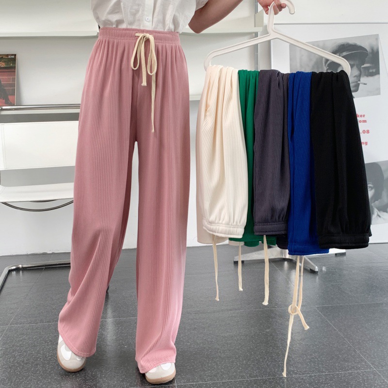 Spring and Summer High Waist Wide Leg Pants Draped Snake Bone Pattern Slimming Mop Pants Small Size Loose Thin Pants Casual Trousers for Women