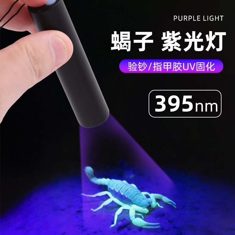 Rechargeable Currency Detector 395Nm Purple Light Uv Purple Light Handheld Uv Light Fluorescent Agent Detection Led Purple Light Flashlight